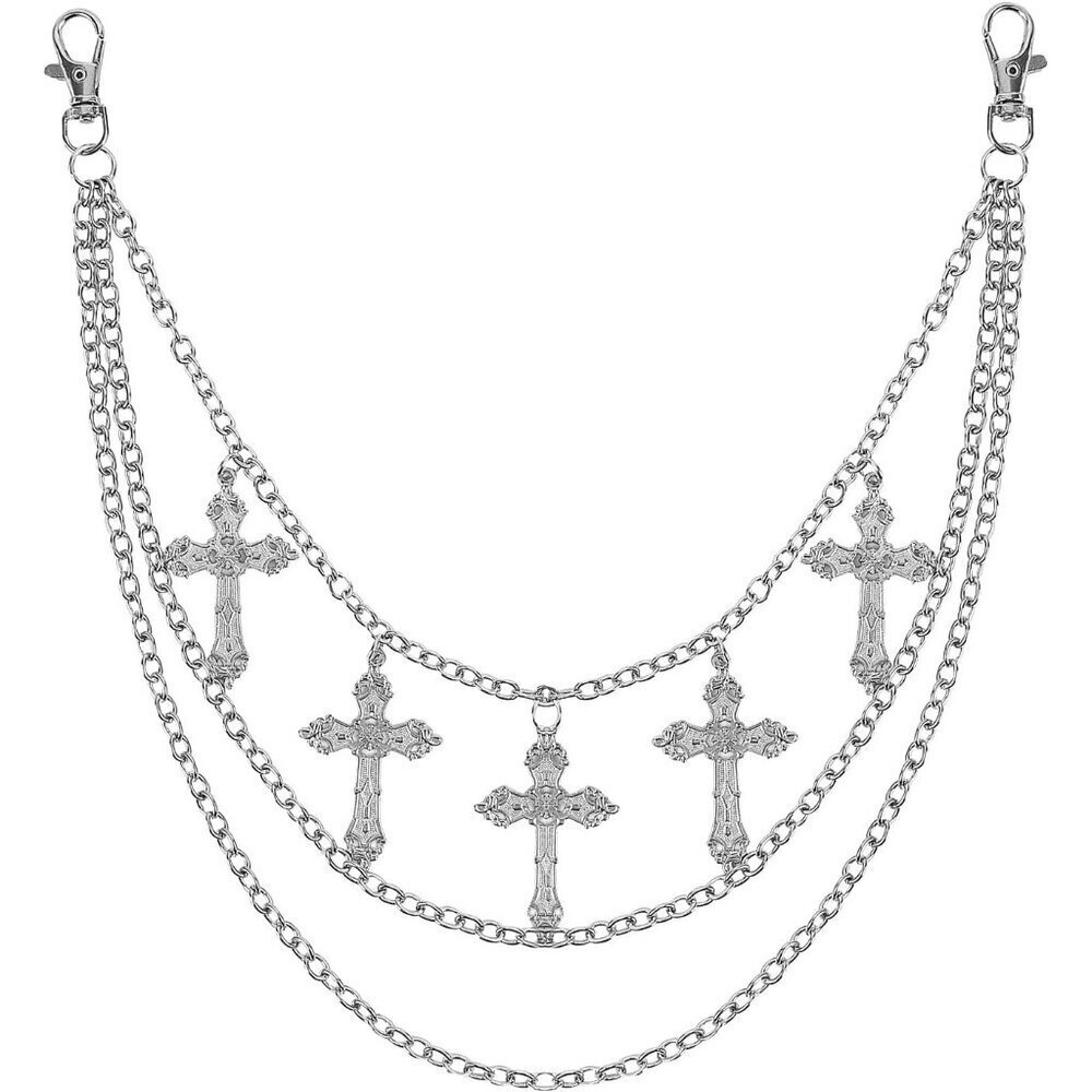 Gothic Cross Wallet Chain Alloy Multi-Layered Punk Accessories for Men & Women